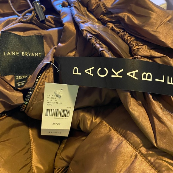 NEW LANE BRYANT $189 BRONZE LUSTER PACKABLE PUFFER JACKET SZ 26/28 NWT SOFT - Picture 8 of 11